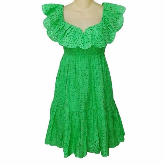 Lilly Pulitzer Asteria Cabana Green Daisy Dreams Eyelet Swing Dress (120) - Picture 2 of 7